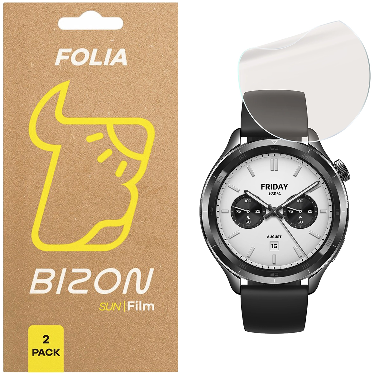 Folia matowa na ekran Bizon Watch Film Sun Duo do Xiaomi Watch S4, 2 sztuki
