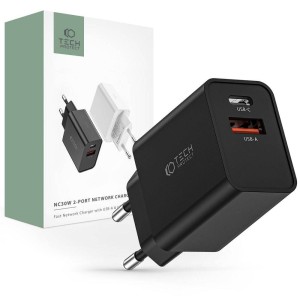 Ładowarka sieciowa Tech-Protect  NC30W 2-PORT Network 30W USB-C, PD, czarna 