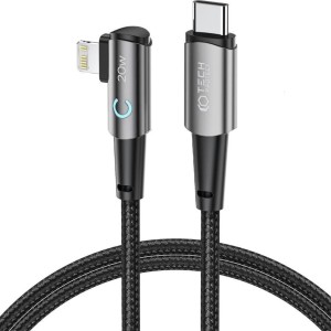 Kabel kątowy Tech-Protect UltraBoost "L" USB-C do Lightning 20W/3A 1 m, czarno-szary