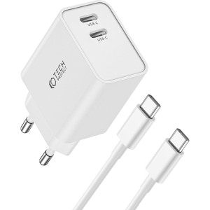 Ładowarka sieciowa Tech-Protect C35W 2-PORT Network PD 35W USB-C + kabel USB-C, biała