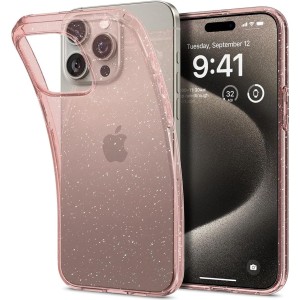 Etui Spigen Liquid Crystal do iPhone 15 Pro Max, różowe z brokatem