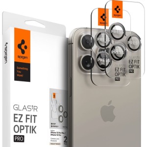 Szkło na aparat Spigen Glas.tR Ez Fit Optik Pro 2-Pack do iPhone 15 Pro / 15 Pro Max / 14 Pro / 14 Pro Max, beżowe