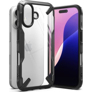 Etui Ringke Fusion X do iPhone 16, przezroczyste z czarną ramką