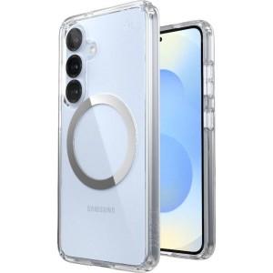 Etui Speck Presidio Perfect-Clear do MagSafe do Galaxy S25 / S24, przezroczysto-chromowo-srebrne