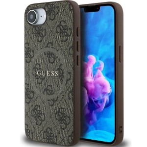 Etui Guess Hardcase 4G Ring Classic Logo MagSafe do iPhone 16e, brązowe
