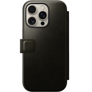 Etui z klapką Nomad Modern Leather Folio do MagSafe, do iPhone 16 Pro, chromatyczne zielone