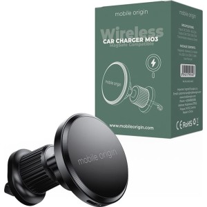 Indukcyjny uchwyt samochodowy magnetyczny na kratkę nawiewu, Mobile Origin MO3, do MagSafe, czarny