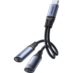 OUTLET: Adapter, przejściówka 2w1 Joyroom SY-C03, USB-C - 2x USB-C z DAC, czarna