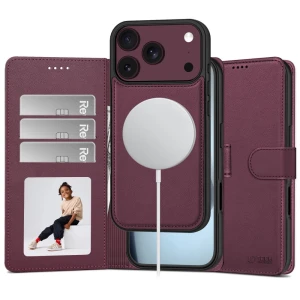Etui Tech-Protect Wallet do iPhone 18 Pro / 17 Pro do MagSafe, bordowe