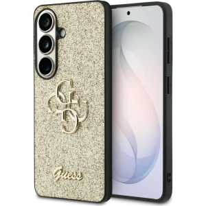 OUTLET: Etui Guess Fixed Glitter do Galaxy S26, złote brokatowe z Big Logo