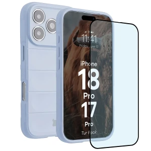 Pancerne etui + szkło hartowane Bizon Tur Pack do iPhone 18 Pro / 17 Pro, jasnoniebieskie
