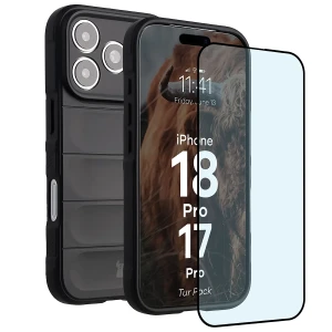 Pancerne etui + szkło hartowane Bizon Tur Pack do iPhone 18 Pro / 17 Pro, czarne