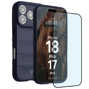 Pancerne etui + szkło hartowane Bizon Tur Pack do iPhone 18 Pro / 17 Pro, granatowe