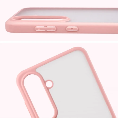 Etui Bizon Case Angelo do Galaxy S26 FE / S25 FE, półprzezroczyste z jasnoróżową ramką (3/6)