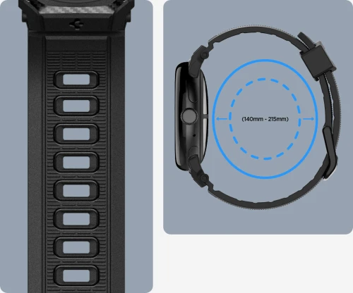 Pasek Spigen Rugged Band do Google Pixel Watch 5 (45mm) / 4 (45mm) / 3 (45mm), czarne (2/11)