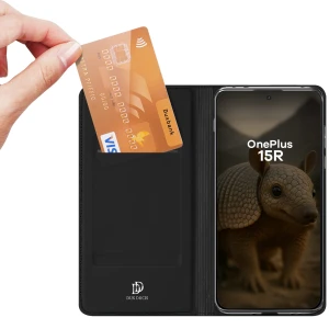 OUTLET: Etui z klapką Dux Ducis Skin Pro do OnePlus 15R, przezroczysto-czarne