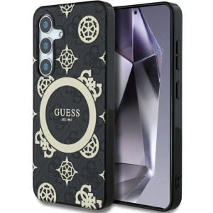 OUTLET: Etui Guess 4G Electroplated Peony MagSafe do Galaxy S25, czarne