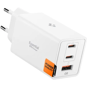 OUTLET: Ładowarka sieciowa GaN USB-C, USB-A, 67W, Spigen Essential EE673EU, biała