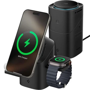 OUTLET: Ładowarka indukcyjna 3w1 Spigen Essential 3 in 1 Wireless Charger, Qi2 do MagSafe, 22.5W, czarna