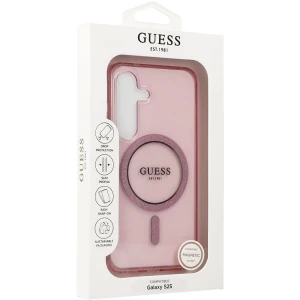 OUTLET: Etui Guess Glitter Circle Classic Logo do MagSafe do Galaxy S25, różowe