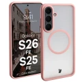 Etui z pierścieniem magnetycznym Bizon Case MatteO do Galaxy S26 FE / S25 FE, przydymione-jasnoróżowe (1/7)