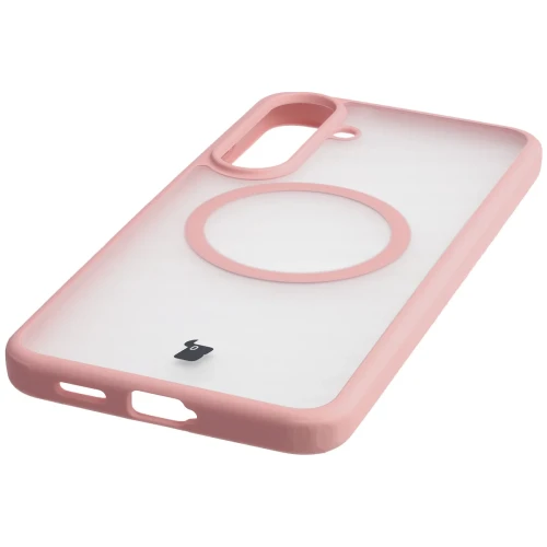 Etui z pierścieniem magnetycznym Bizon Case MatteO do Galaxy S26 FE / S25 FE, przydymione-jasnoróżowe (6/7)