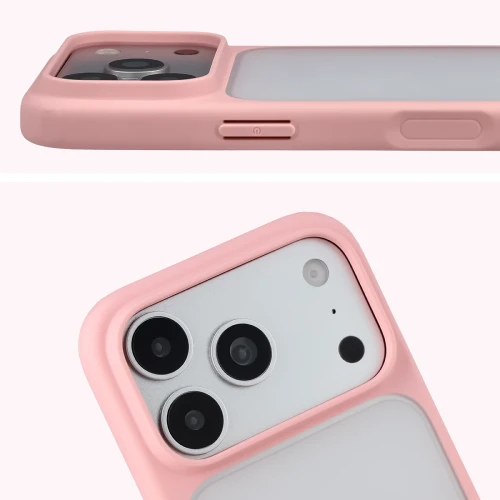 Etui Bizon Case Angelo do iPhone 18 Pro / 17 Pro, półprzezroczyste z jasnoróżową ramką (3/6)