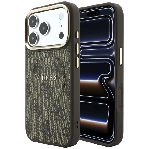 Etui Guess Embossed 4G Classic do iPhone 18 Pro / 17 Pro do MagSafe, brązowe