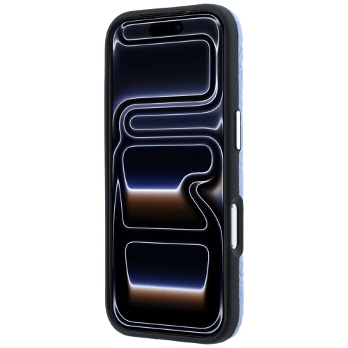Etui Karl Lagerfeld Grained Allover Logo Metal Elongated do iPhone 18 Pro / 17 Pro do MagSafe, niebieskie