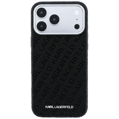 Etui Karl Lagerfeld Grained Allover Logo Metal Elongated do iPhone 18 Pro Max / 17 Pro Max do MagSafe, czarne