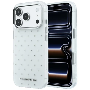 Etui Karl Lagerfeld IML Rhinestones Allover Electroplated Logo do iPhone 18 Pro / 17 Pro, białe