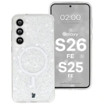 Etui brokatowe z pierścieniem magnetycznym Bizon Case SparklO do Galaxy S26 FE / S25 FE, przezroczyste z brokatem