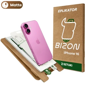 2x Folia matowa z eko aplikatorem Bizon Eplikator Film Matte do iPhone 16