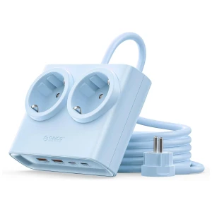 Listwa zasilająca Orico PDC25 GaN 6w1, 2x AC / 2x USB-A / 2x USB-C 25W, niebieska