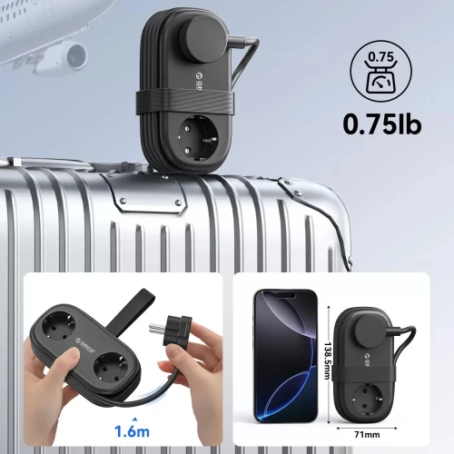 Listwa zasilająca Orico AP3 GaN 6w1, 2x AC / 2x USB-A / 2x USB-C 65W, czarna (6/6)