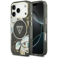 Etui Guess IML Glitter Flowers Triangle do iPhone 18 Pro / 17 Pro do MagSafe, czarne