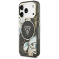 Etui Guess IML Glitter Flowers Triangle do iPhone 18 Pro / 17 Pro do MagSafe, czarne