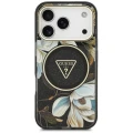 Etui Guess IML Glitter Flowers Triangle do iPhone 18 Pro / 17 Pro do MagSafe, czarne
