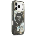 Etui Guess IML Glitter Flowers Triangle do iPhone 18 Pro / 17 Pro do MagSafe, czarne