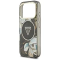 Etui Guess IML Glitter Flowers Triangle do iPhone 18 Pro / 17 Pro do MagSafe, czarne