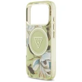 Etui Guess IML Glitter Flowers Triangle do iPhone 18 Pro / 17 Pro do MagSafe, zielone