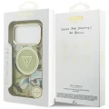 Etui Guess IML Glitter Flowers Triangle do iPhone 18 Pro / 17 Pro do MagSafe, zielone