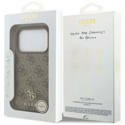 Etui Guess 4G Small Classic Logo do iPhone 18 Pro Max / 17 Pro Max do MagSafe, brązowe