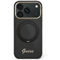 Etui Guess IML Ring Stand 360 Script Metal Logo do iPhone 18 Pro Max / 17 Pro Max do MagSafe, czarne