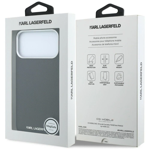 Etui Karl Lagerfeld Grained Elongated Logo do iPhone 18 Pro Max / 17 Pro Max do MagSafe, czarne