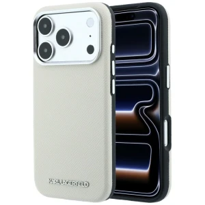 Etui Karl Lagerfeld Grained Elongated Logo do iPhone 18 Pro / 17 Pro do MagSafe, beżowe
