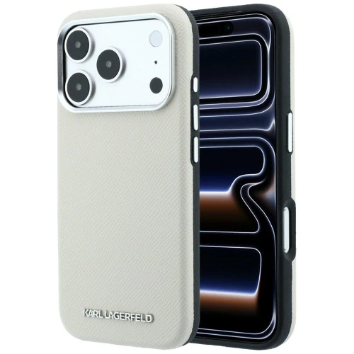 Etui Karl Lagerfeld Grained Elongated Logo do iPhone 18 Pro / 17 Pro do MagSafe, beżowe