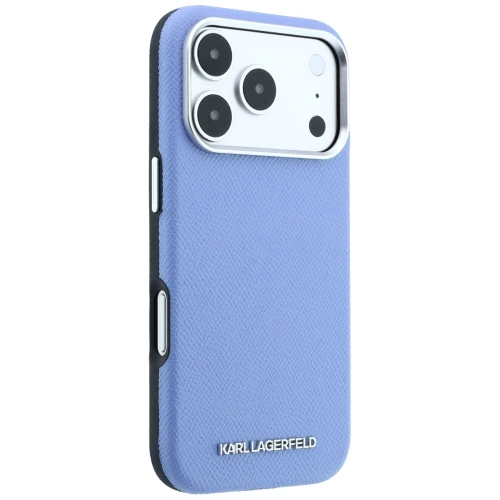 Etui Karl Lagerfeld Grained Elongated Logo do iPhone 18 Pro / 17 Pro do MagSafe, niebieskie