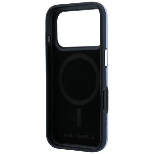 Etui Karl Lagerfeld Grained Elongated Logo do iPhone 18 Pro / 17 Pro do MagSafe, niebieskie