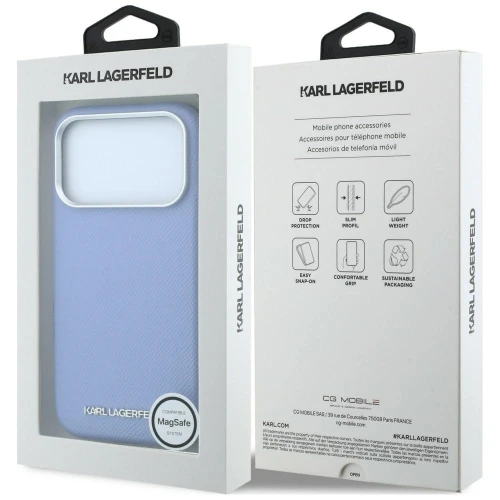 Etui Karl Lagerfeld Grained Elongated Logo do iPhone 18 Pro / 17 Pro do MagSafe, niebieskie